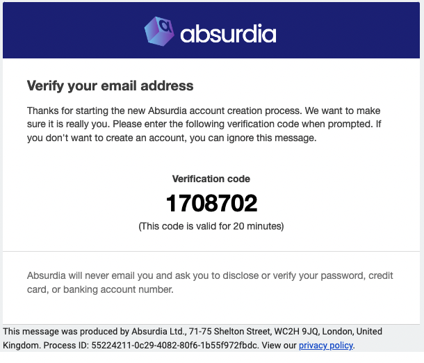 Sign Up Verification code